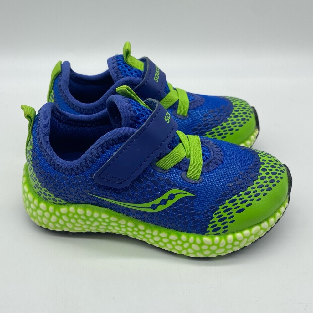Saucony Toddler 5.5 Astrofoam Jr Kids Running Athletic Shoes Blue Green, Velcro